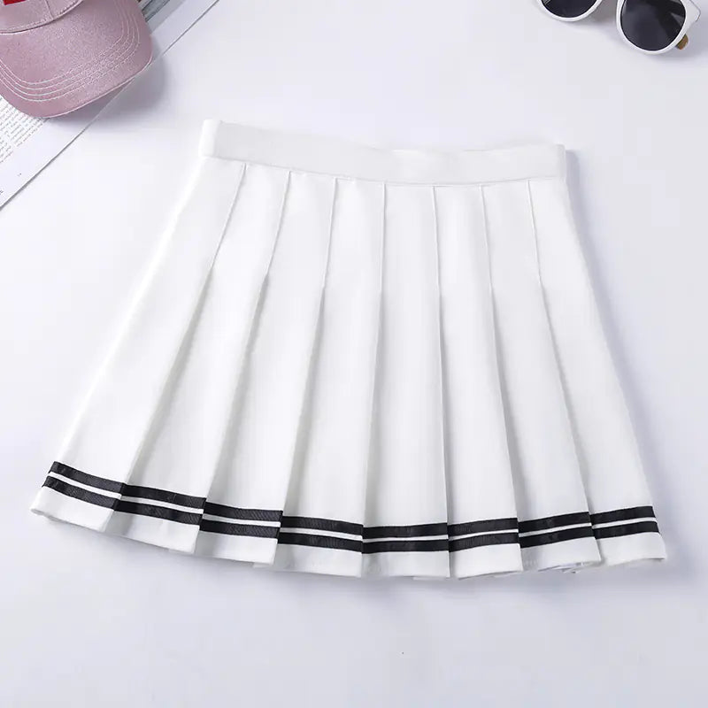 Chic Striped Elastic A-Line Skirt