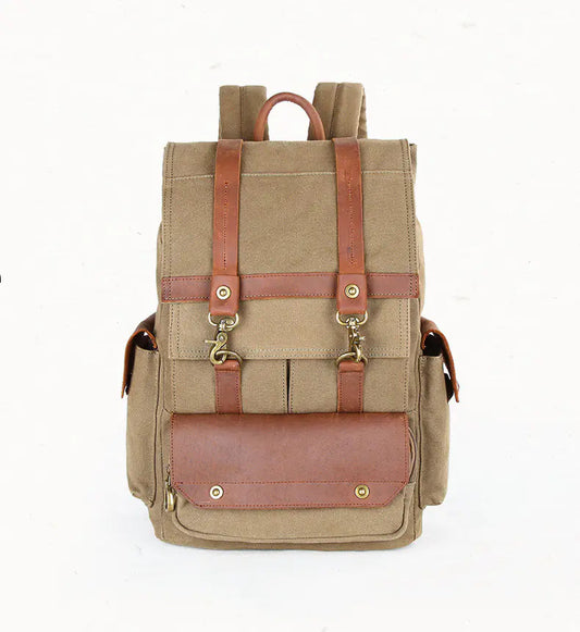 Dual-Tone Vintage Canvas Leather Bag