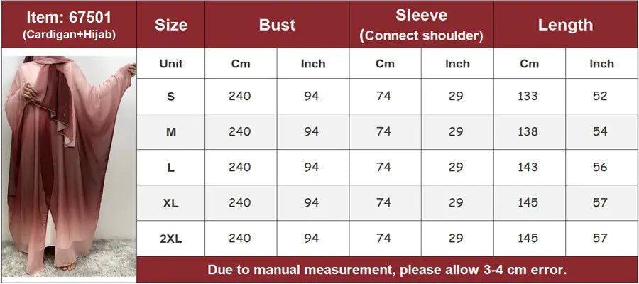 Chiffon Muslim Cardigan & Scarf Set