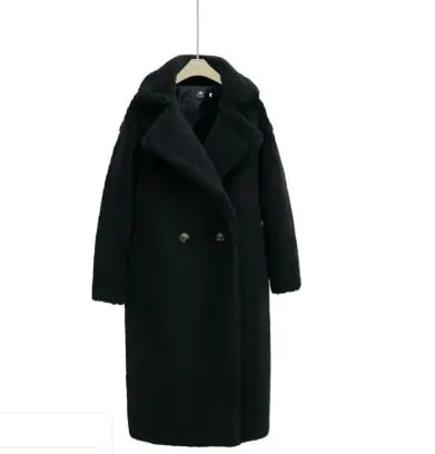 Chic Long Cashmere Lamb Coat
