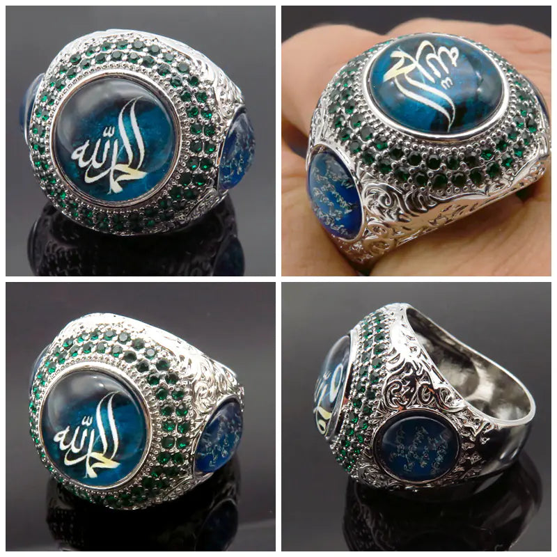 Men's Opulent Arabic Gemstone Ring