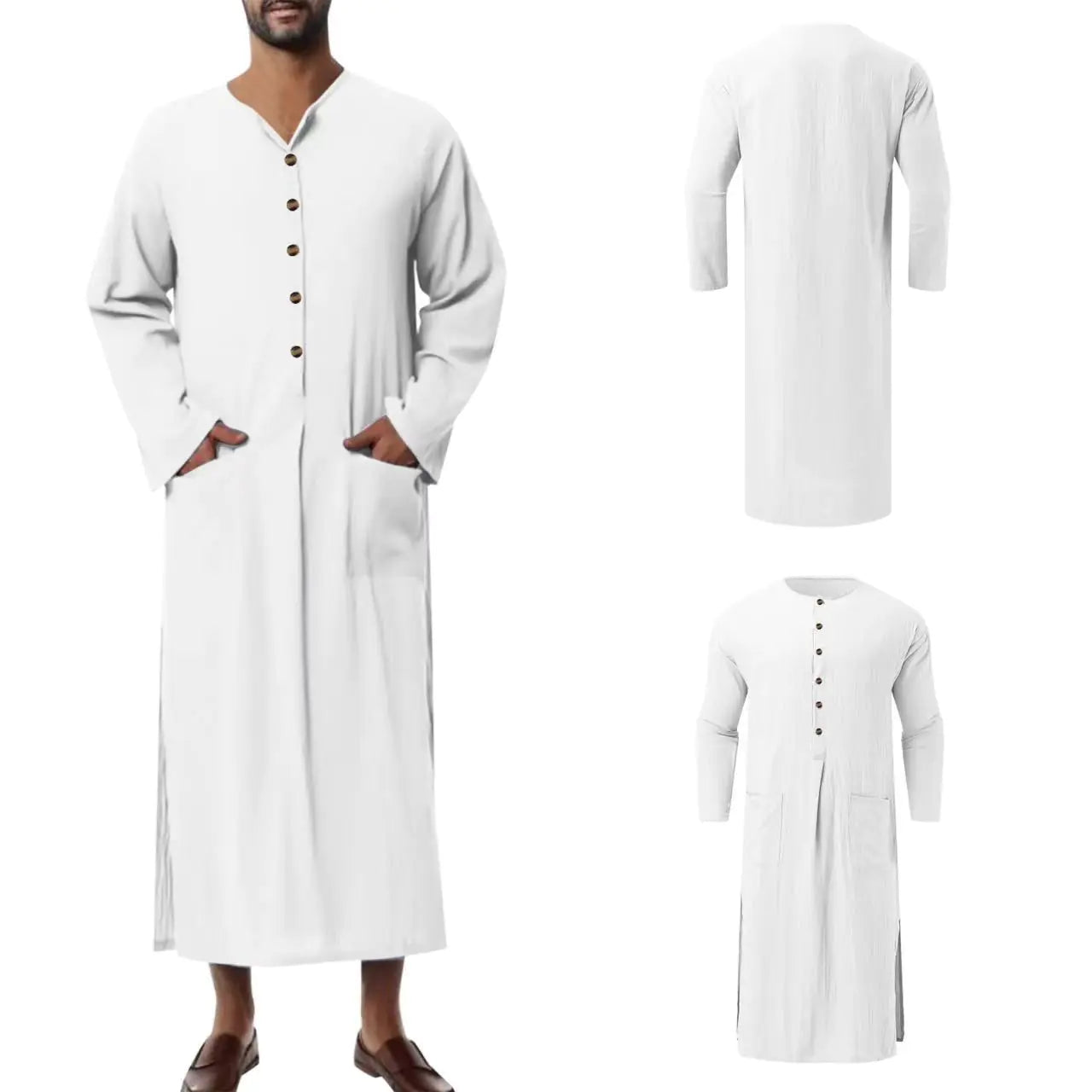 Eastern Breeze Men's Linen Long Robe
