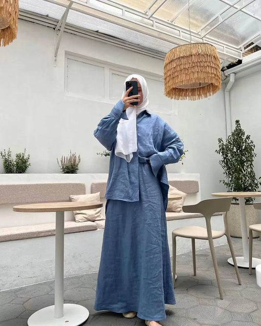 Modest Long Sleeve Skirt and Shirt Set