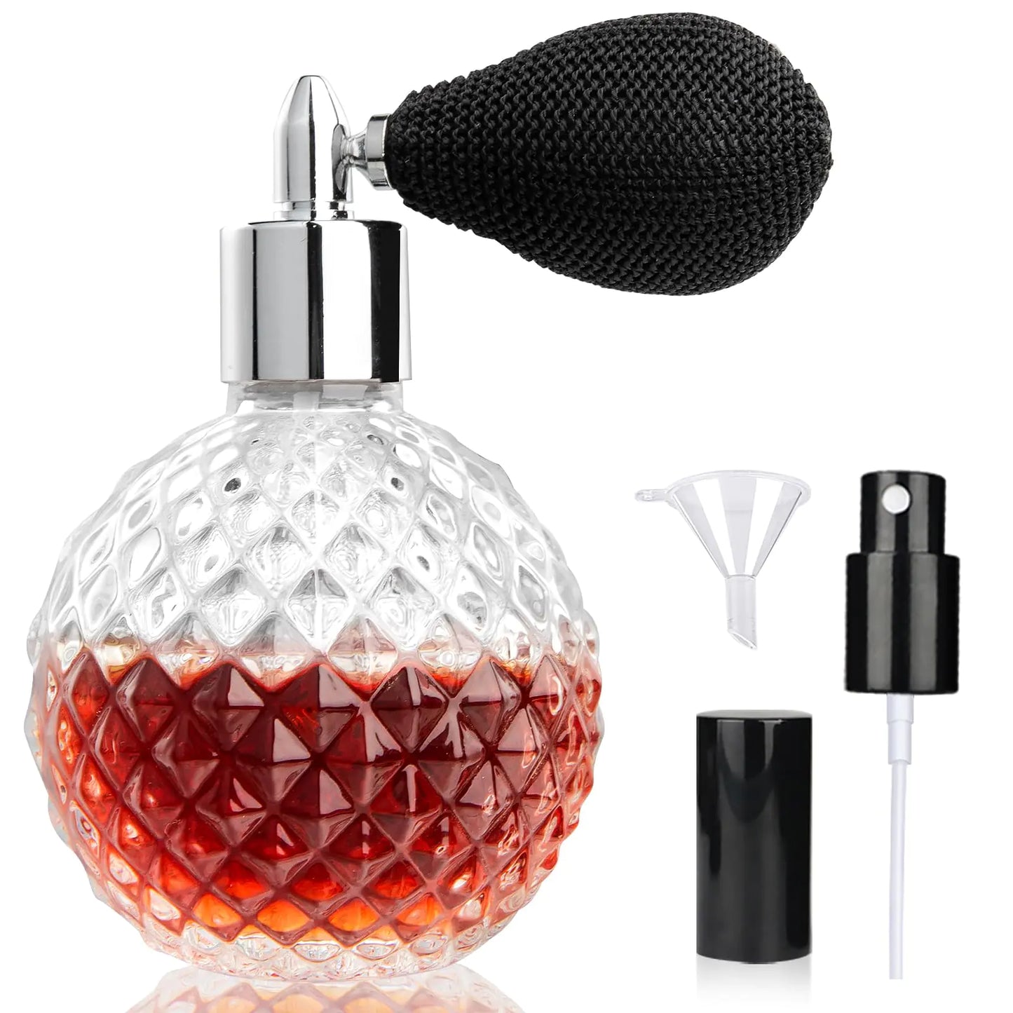 LINALL Elegance Atomizer Spray Bottle 3.4oz - Diamond Cut Glass