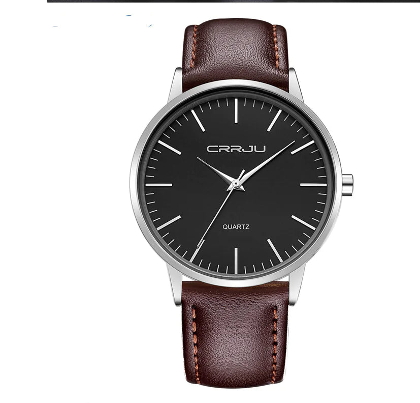 Men's Sleek Leather Strap Watch - Modern Look