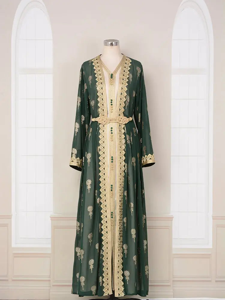 Elegant Arabic Embroidered Dress Set