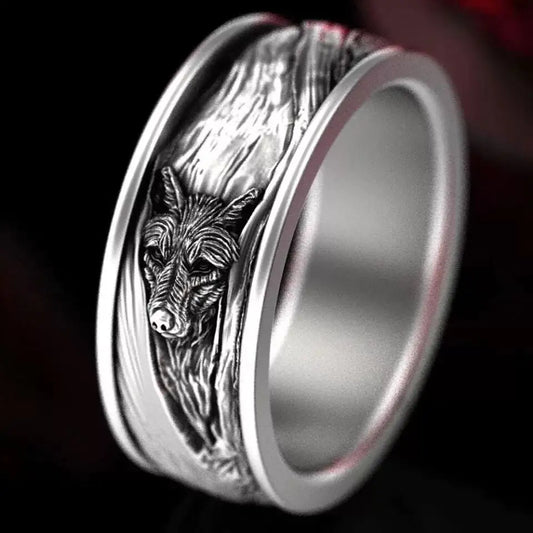 Retro Punk Wolf Ring