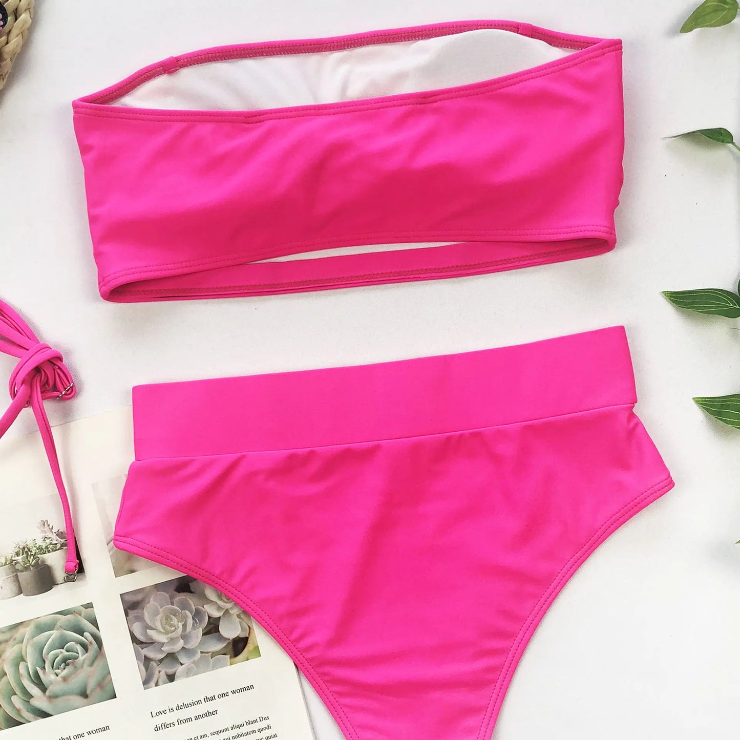 Elegant Buckle Strapless Bikini for Women