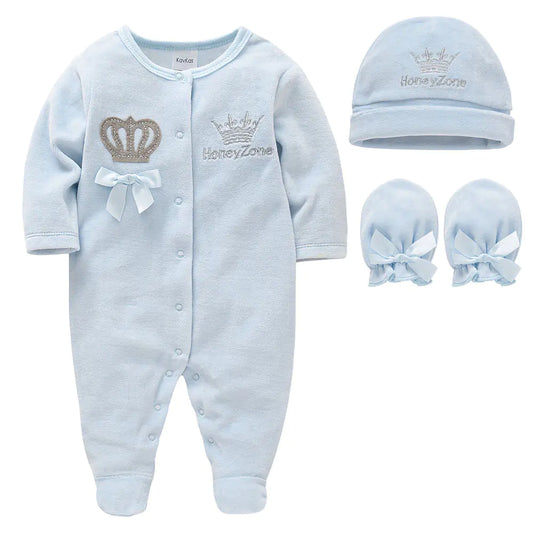 2020 Winter Cozy Velvet Baby Romper Kit (3-Piece)