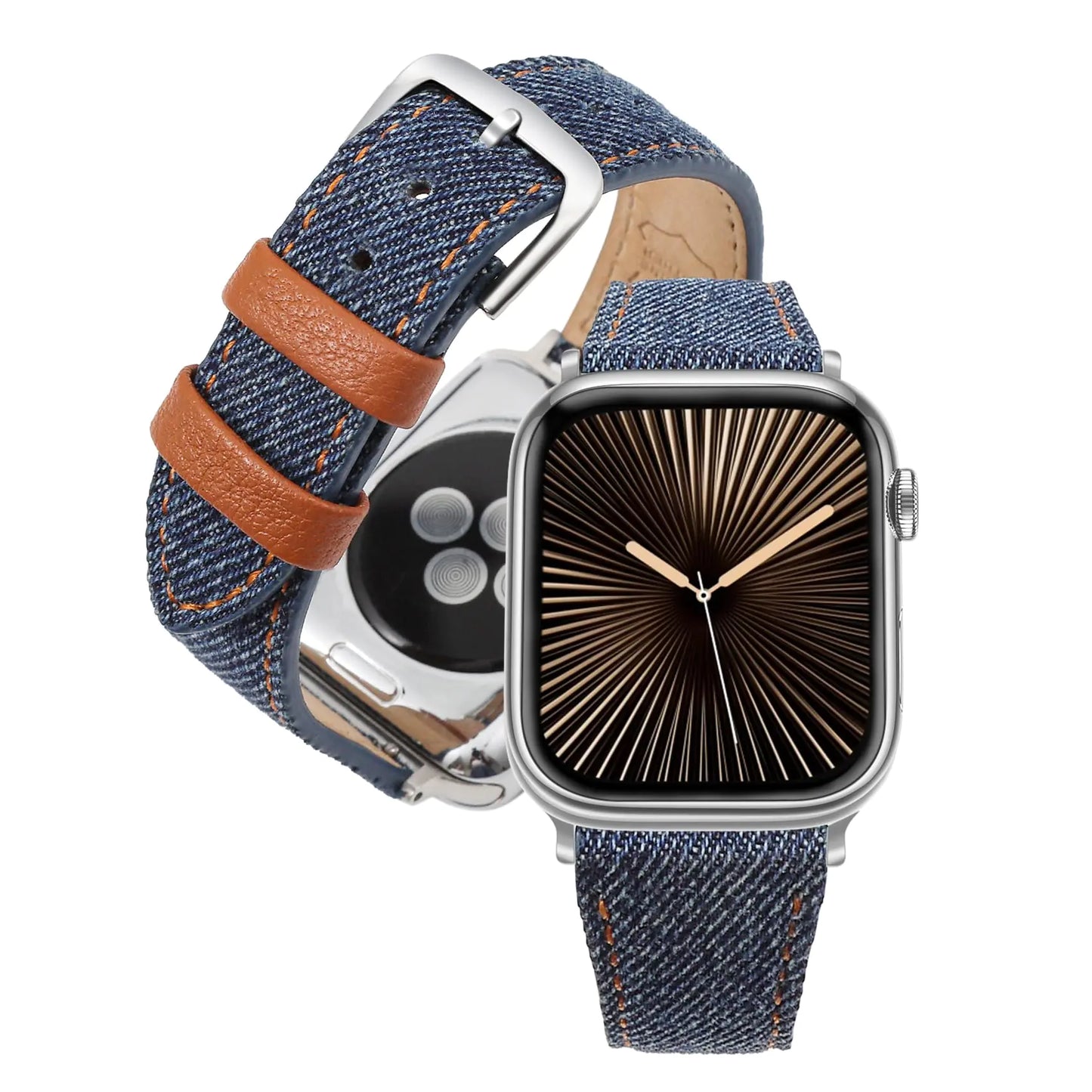 Soft Denim & Leather Watch Strap for Apple Series SE - Ultra 2