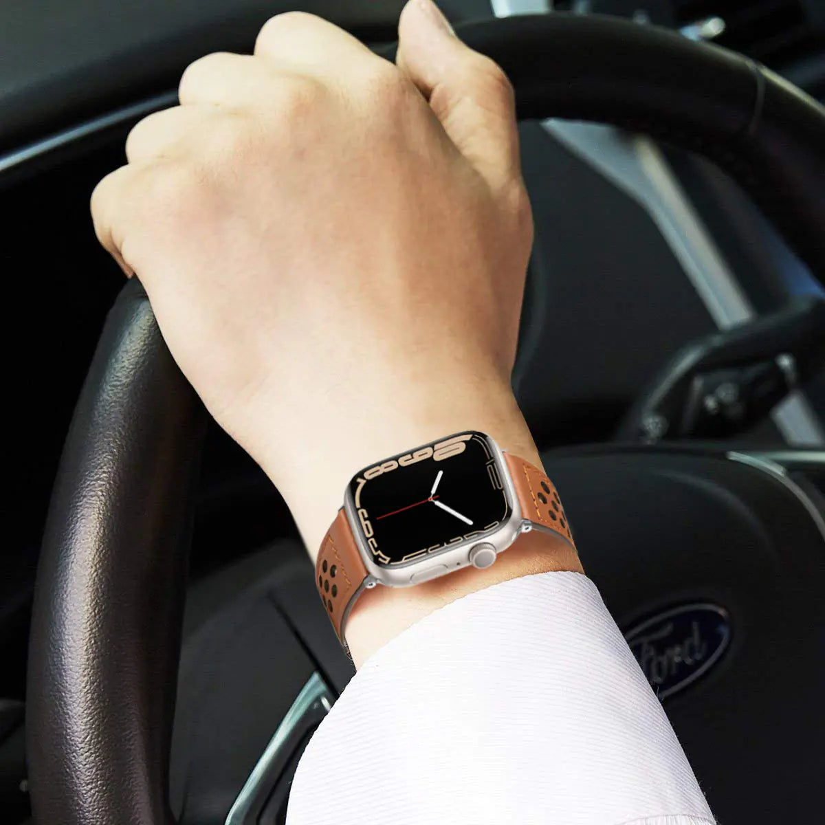 Breathable Leather Strap for Apple Watch Series 5/6/7