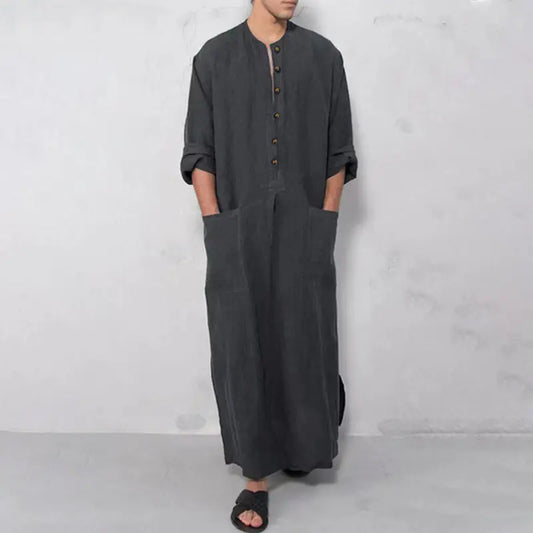 Eastern Breeze Men's Linen Long Robe