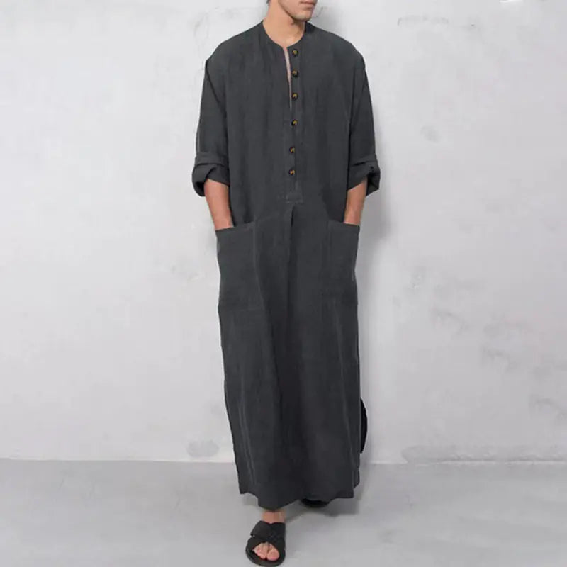 Eastern Breeze Men's Linen Long Robe