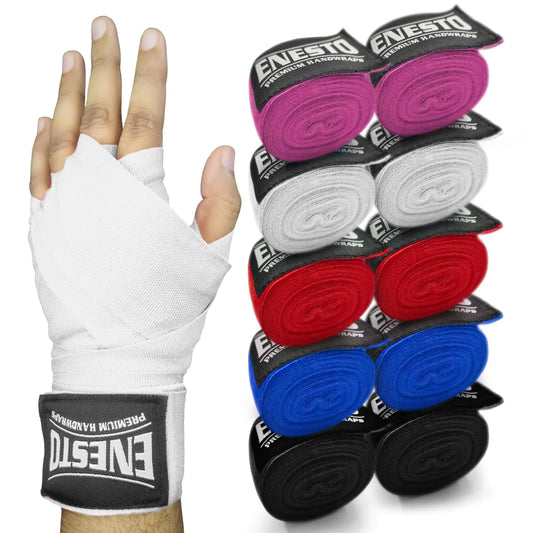 ENESTO Pro Boxing Hand Wraps 160 inch - White