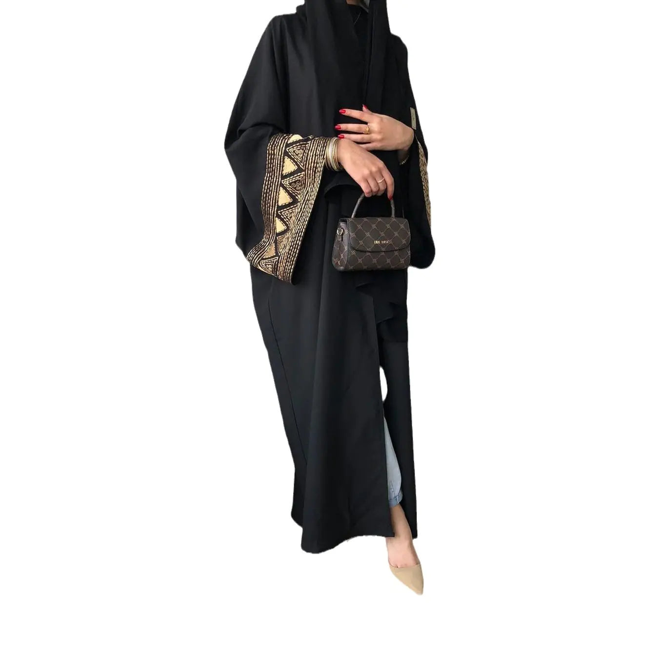Elegant Black Muslim Robe with Detail