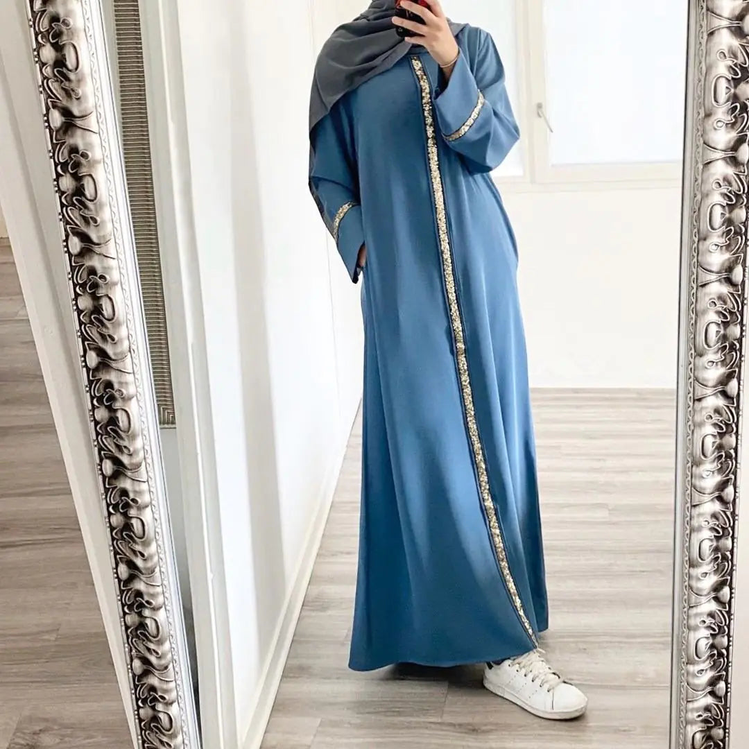 Elegant Sequined Muslim Robe