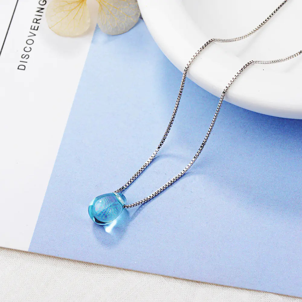 Elegant Blue Crystal Drop Necklace
