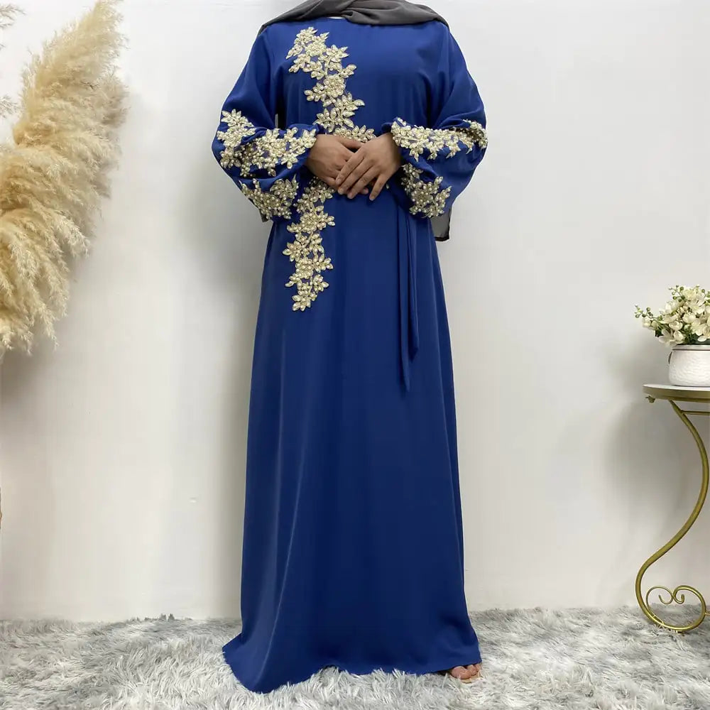 Chic Beaded Lace Muslim Dress