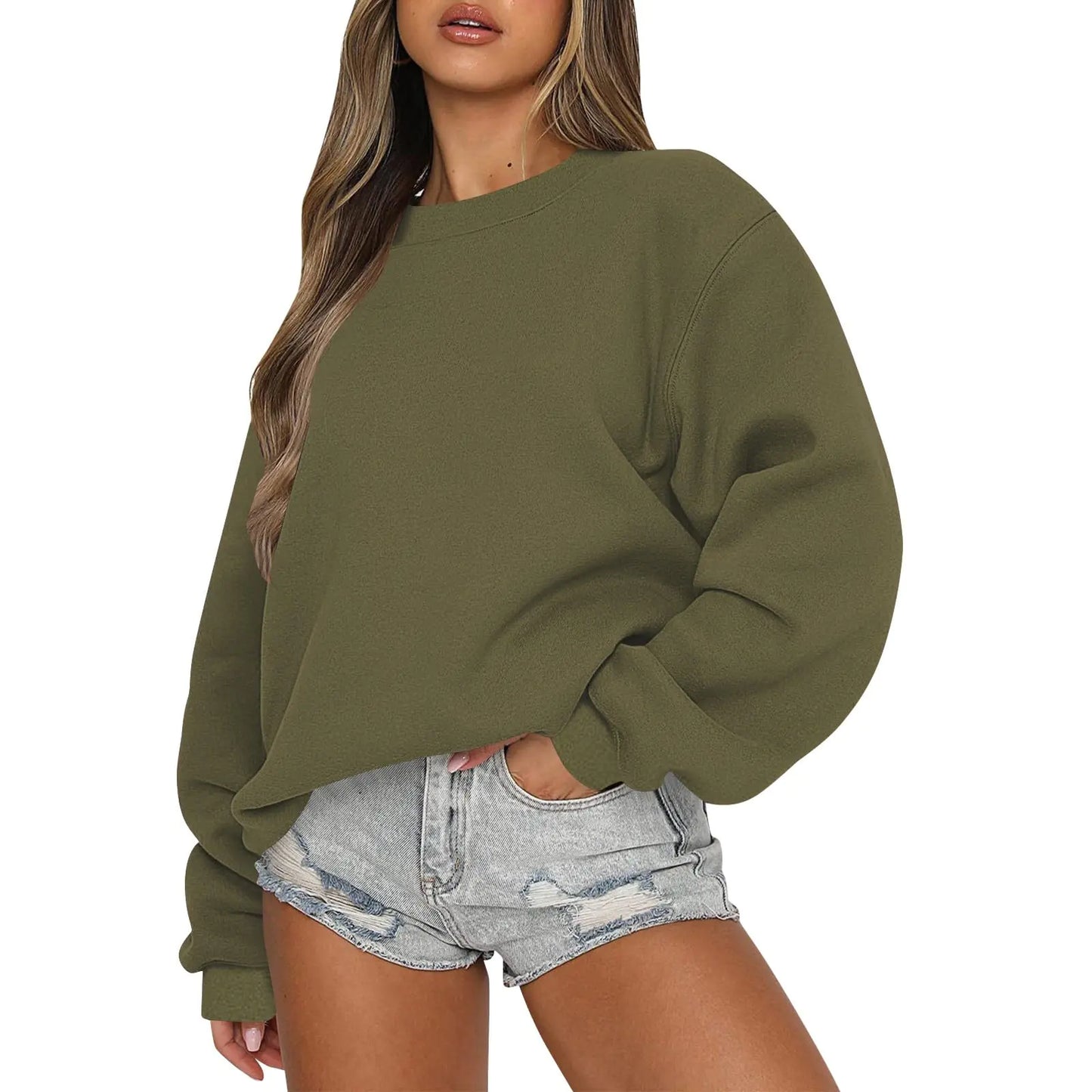 LuxeLounge Oversized Crewneck Sweatshirt - Purple XXL