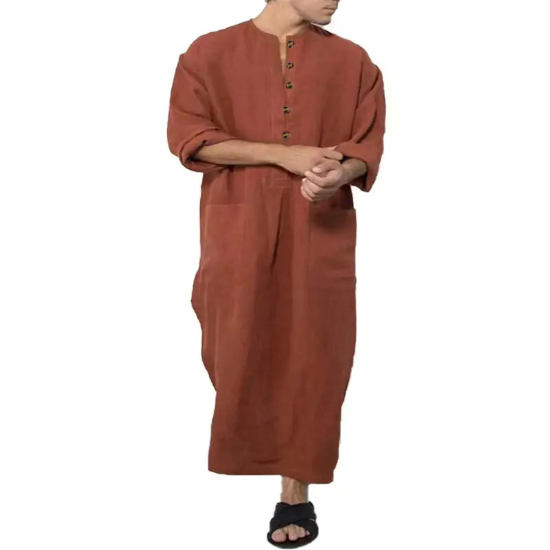 Eastern Breeze Men's Linen Long Robe