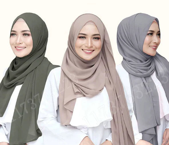 Chic Pearl Chiffon Hijab - Lightweight Solid Shade