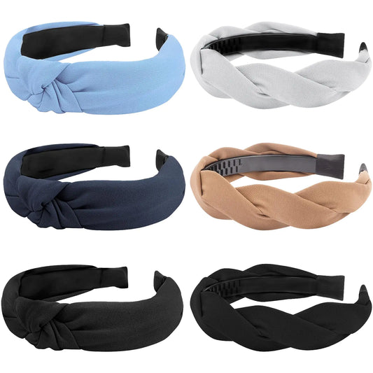 Tihebax Chic Knot & Twist Headband Set - 6pcs Assorted Colors