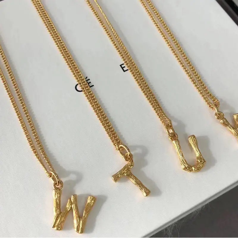 Alphabet Charm Gold Necklace