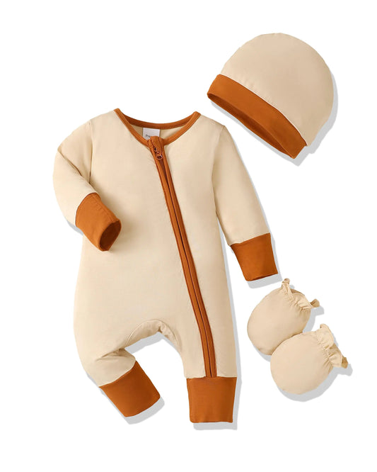 SoftZip Newborn Boy Winter Romper Set
