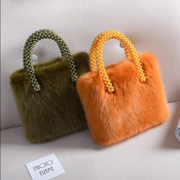 Pearl Charm Faux Fox Tote