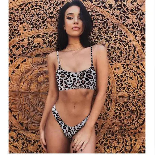 Chic Leopard Print Padded Bikini Set