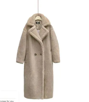 Chic Long Cashmere Lamb Coat