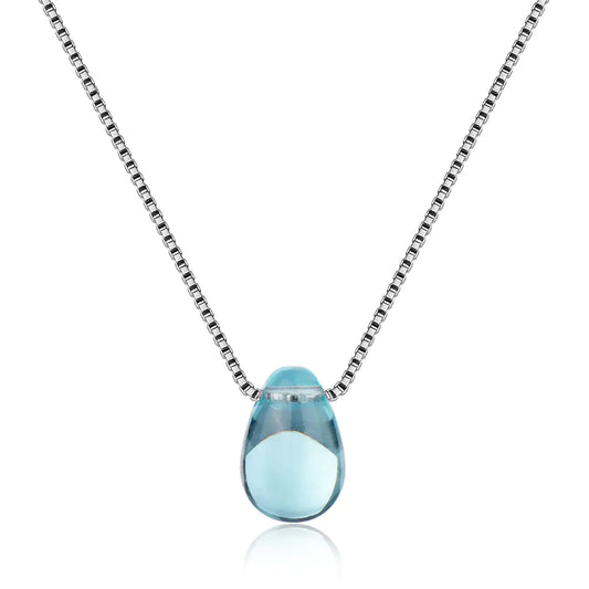Elegant Blue Crystal Drop Necklace