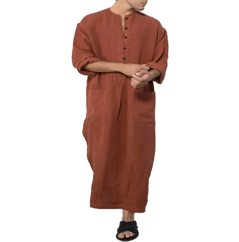 Eastern Breeze Men's Linen Long Robe