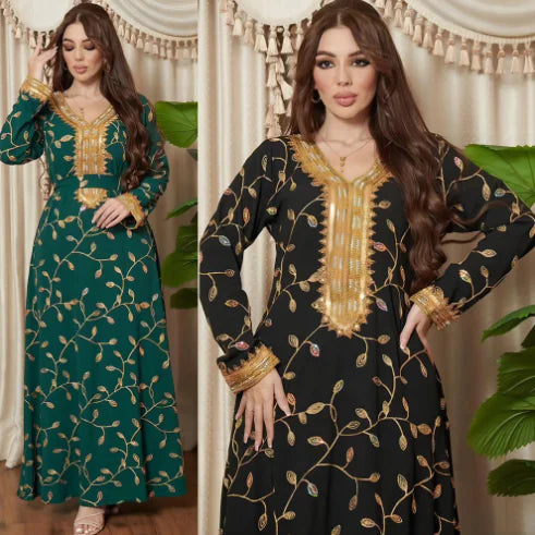 Dubai Elegance Embroidered Party Robe