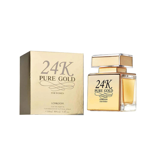 Lonkoom 24K Gold Essence - Citrus Woody Women’s Perfume - 3.4 oz