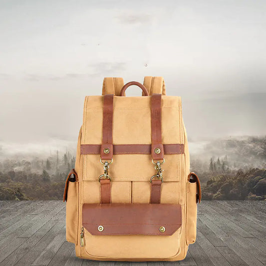 Dual-Tone Vintage Canvas Leather Bag