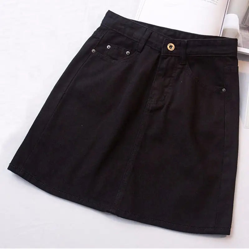 Vintage High-Rise A-Line Jean Skirt
