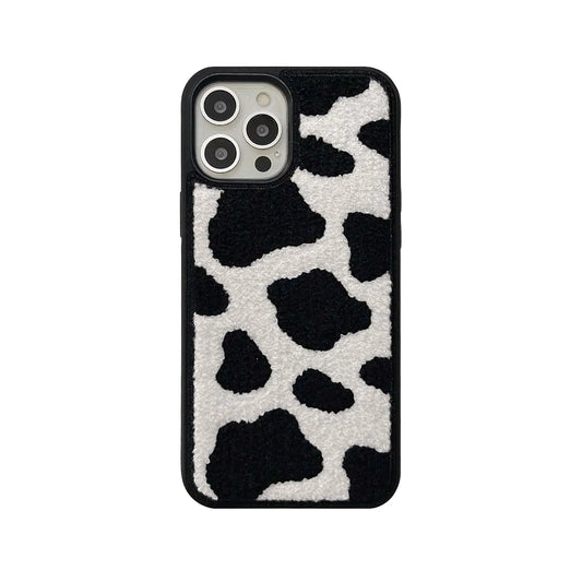 iPhone 15 Pro Max Cozy Cow Print Fur Case