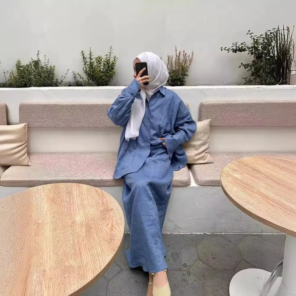 Modest Long Sleeve Skirt and Shirt Set