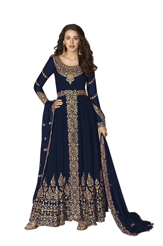 Alamara Elegance Anarkali Party Suit with Dupatta (Navy XXL)