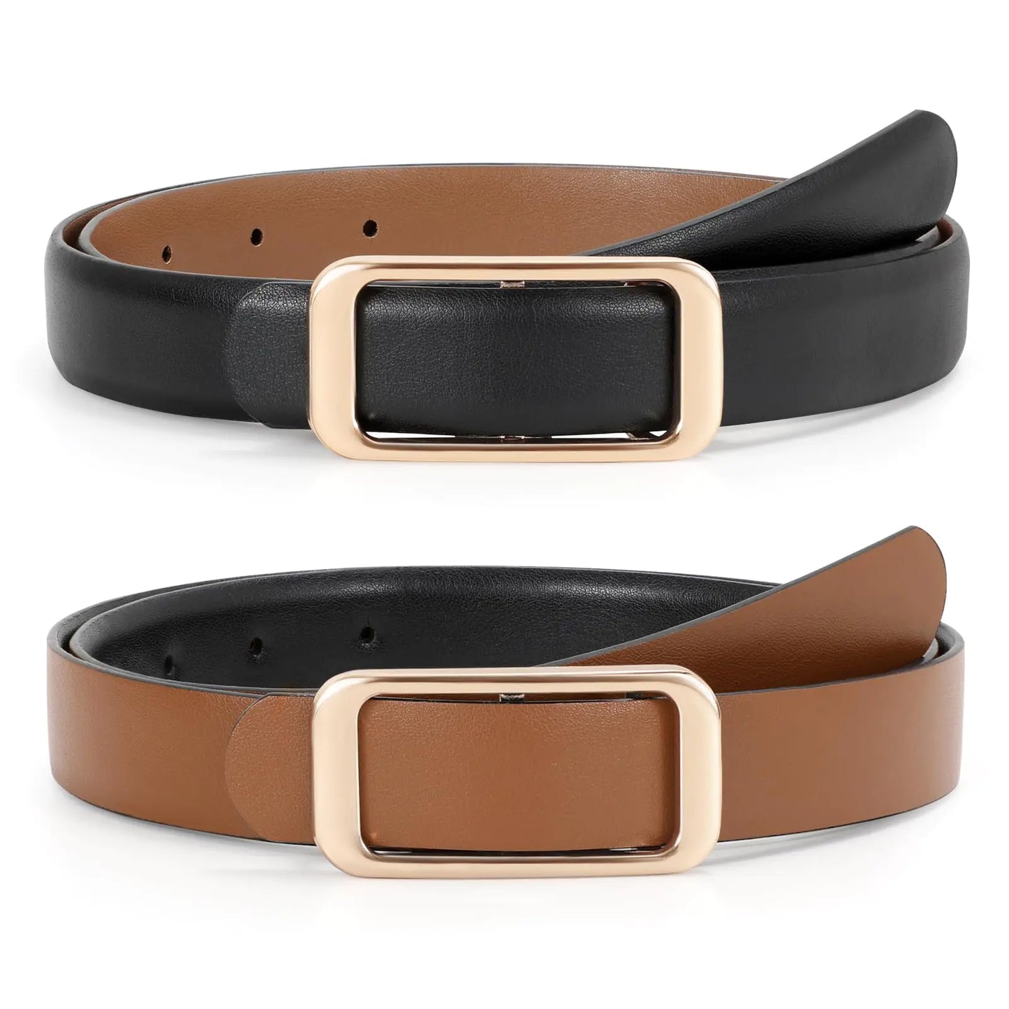 JASGOOD Dual-Color Women's Leather Belt