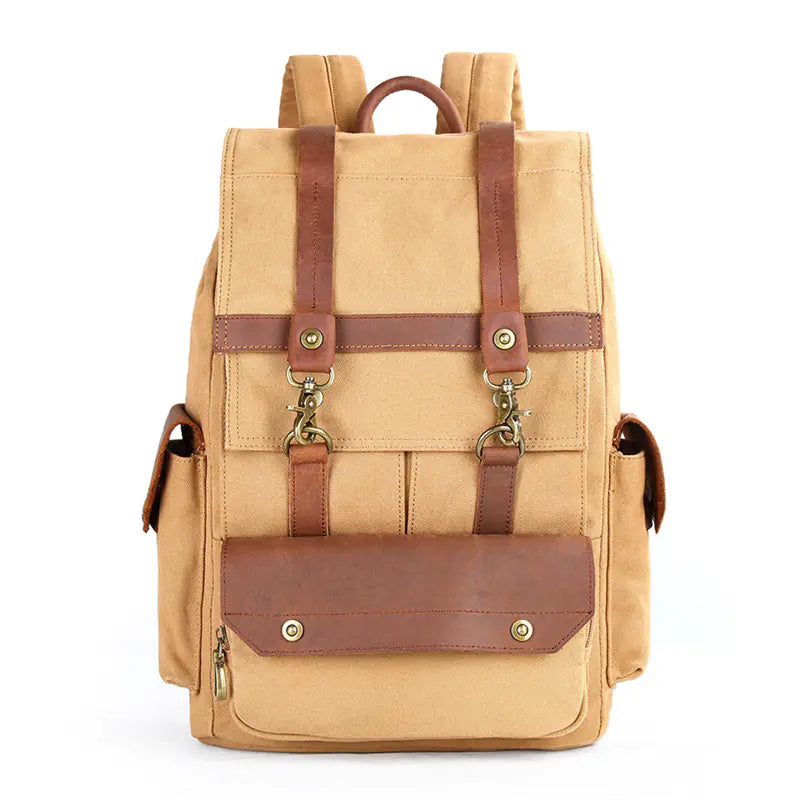 Dual-Tone Vintage Canvas Leather Bag