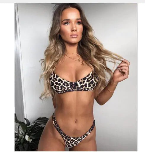 Chic Leopard Print Padded Bikini Set