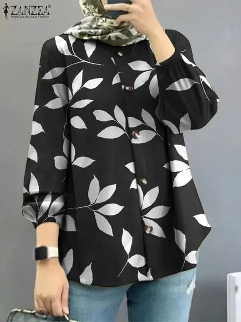 ZANZEA Elegant Floral Muslim Tunic