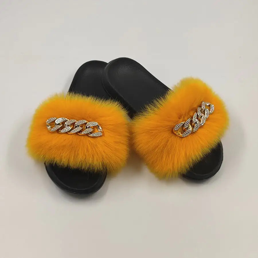 Chic Faux Fur Flip Flop Slippers