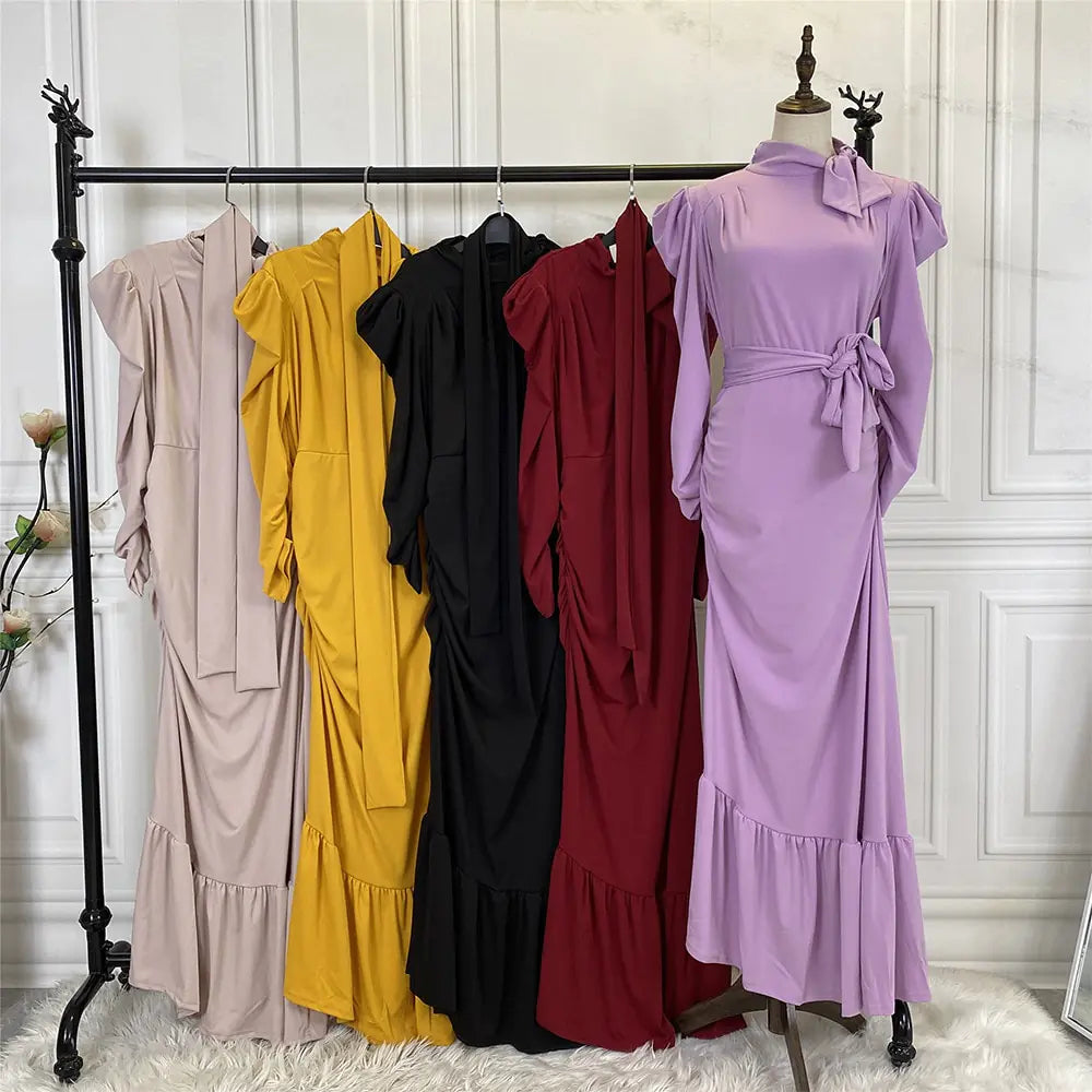 Asymmetrical Hem Pleated Maxi Dress