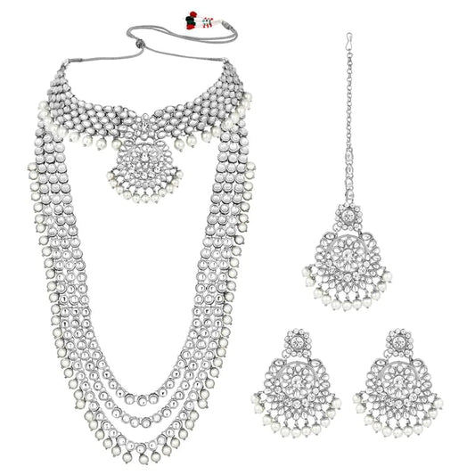 Aheli Deluxe Bridal Choker and Earrings Set with Maang Tikka