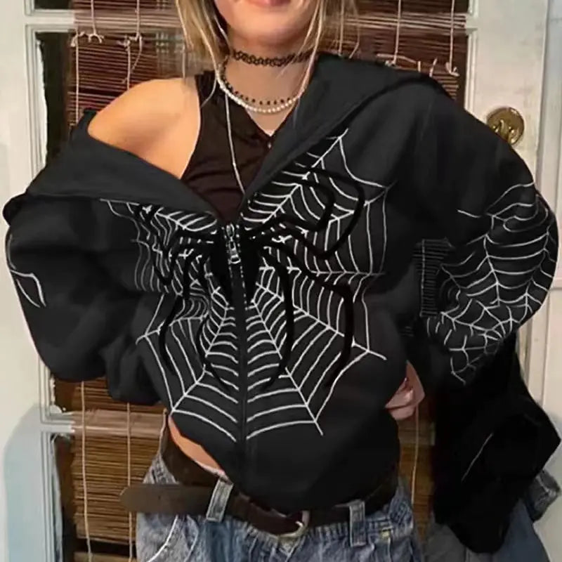 Spider Web Zip Hoodie