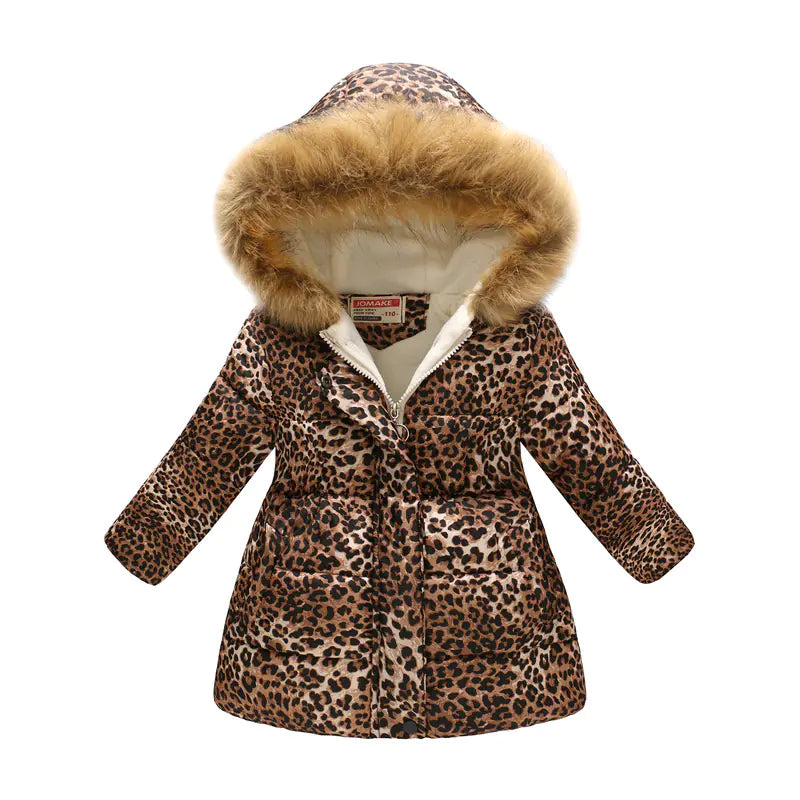 Kids' Fur-Collared Hooded Cotton Jacket
