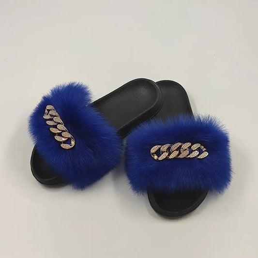 Chic Faux Fur Flip Flop Slippers